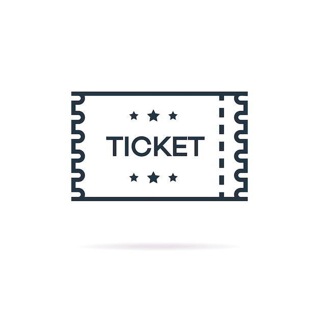 Estilo de contorno de icono de boleto vectorial aislado en el fondo para cine de conciertos en vivo