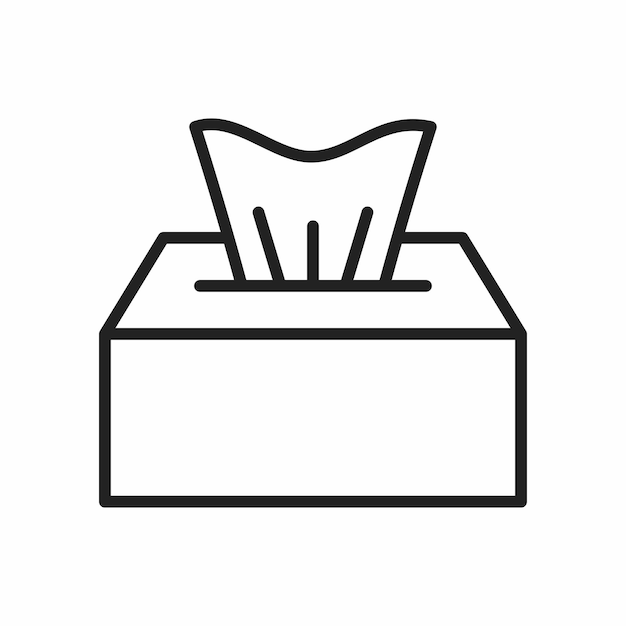 estilo de contorno del icono de la caja de tejidos en fondo blanco