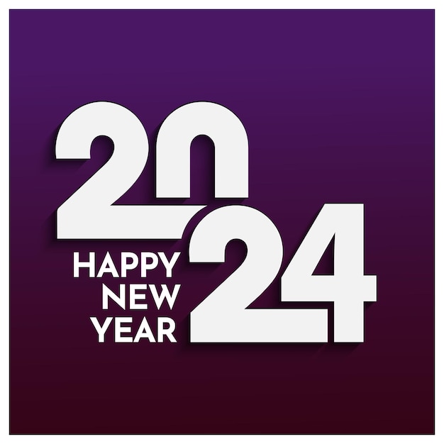 Estilo de corte de papel 2024 El texto en fondo púrpura se puede usar como diseño de tarjeta de felicitación