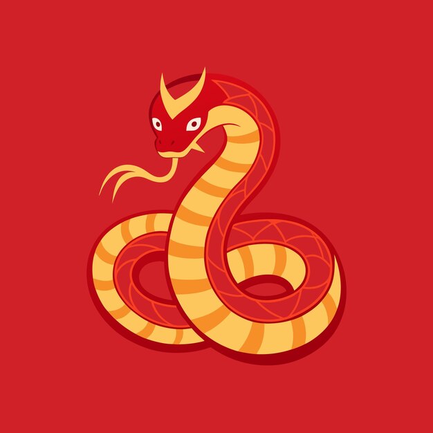 El estilo de corte de papel de serpiente del zodiaco chino en rojo