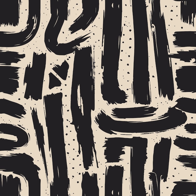 Estilo sin costuras abstracto de pinceladas negras y beige que forman un diseño de fondo artístico