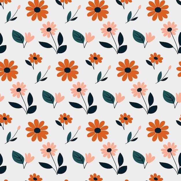 Estilo sin costuras botánico de flores dibujado a mano