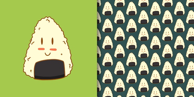 Estilo dibujado a mano de dibujos animados onigiri kawaii