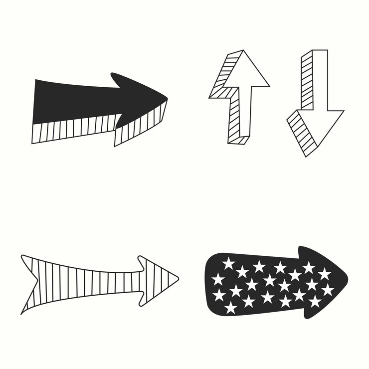 Vector estilo dibujado a mano flechas flecha dibujando a mano dibujando flechas dibujando