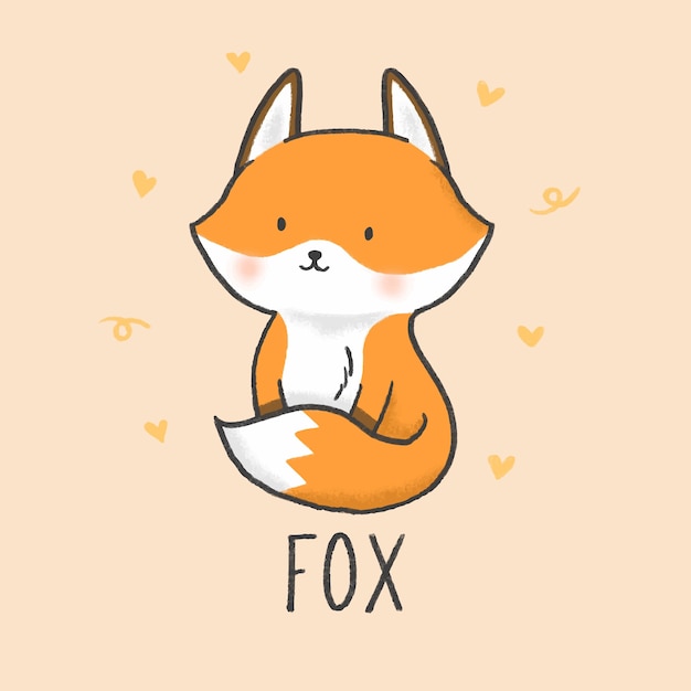 Estilo dibujado mano linda de dibujos animados fox