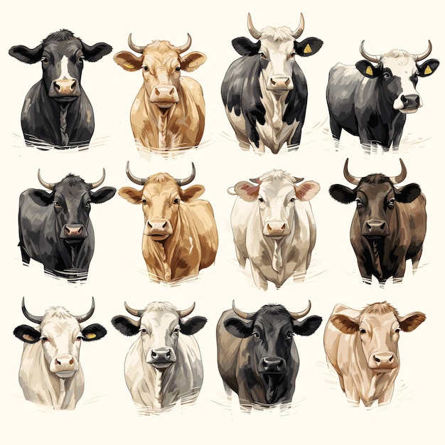 Vector estilo de dibujo de la colección de animales de granja