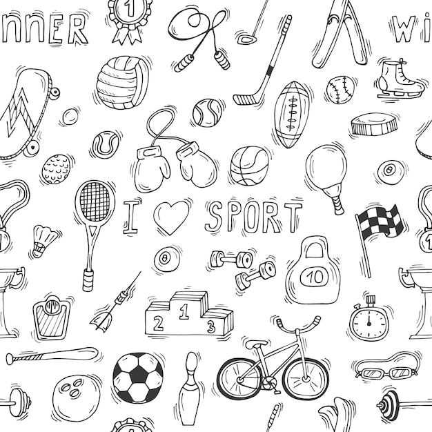 Estilo de dibujo deportivo patrón sin costuras