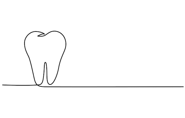 Estilo de dibujo de dientes en línea continua y contorno de arte en línea única Ilustración del icono de la línea de dientes