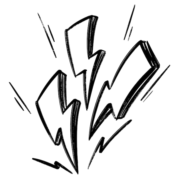 Estilo de dibujo de garabatos de la ilustración de vector de símbolo de rayo eléctrico para el diseño de concepto