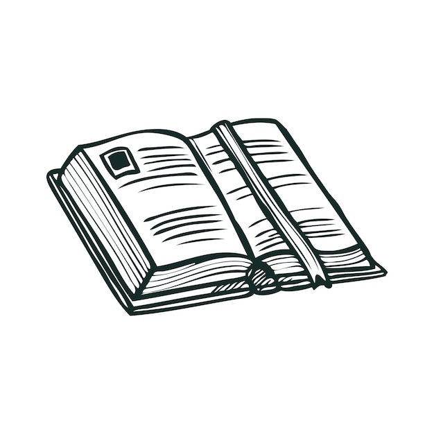 estilo de dibujo con lápiz para ilustrar el icono del libro abierto