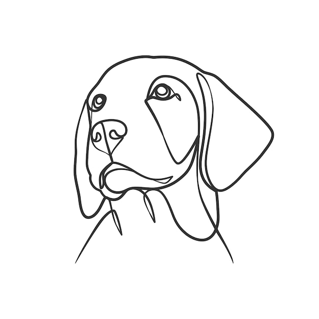 Estilo de dibujo de línea continua de cabeza de perro Cabeza de perro dibujo de una línea diseño minimalista