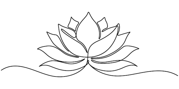 Estilo de dibujo de línea continua de la flor de loto agrupado con trazo editable Loto de lirio de agua continuo