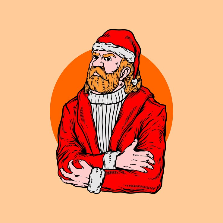 Vector estilo de dibujo a mano de santa claus