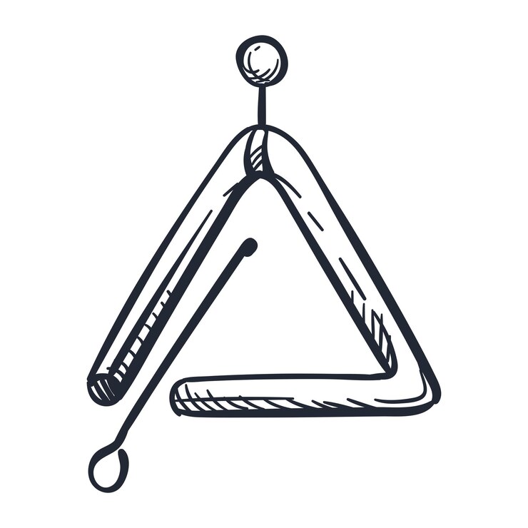 Vector estilo de dibujo musical de instrumento triangular
