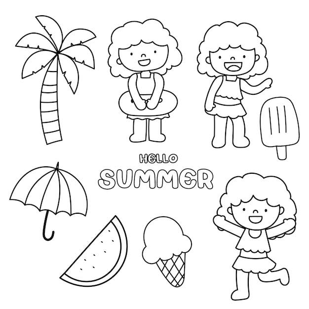 Vector estilo de dibujo de verano