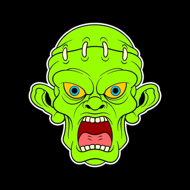 estilo de dibujos animados de cabeza de zombie