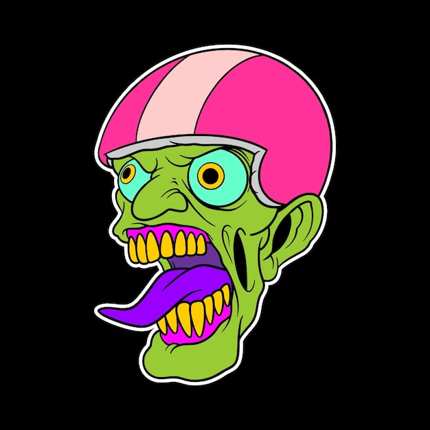 Estilo de dibujos animados de cabeza de zombie