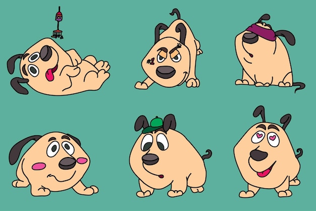estilo de dibujos animados de carácter de perro lindo