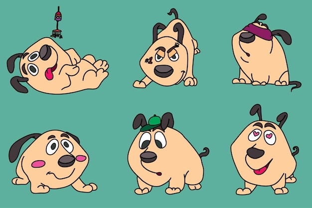 Vector estilo de dibujos animados de carácter de perro lindo