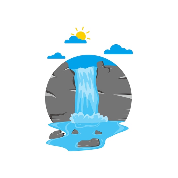 Estilo de dibujos animados de cascadas de agua