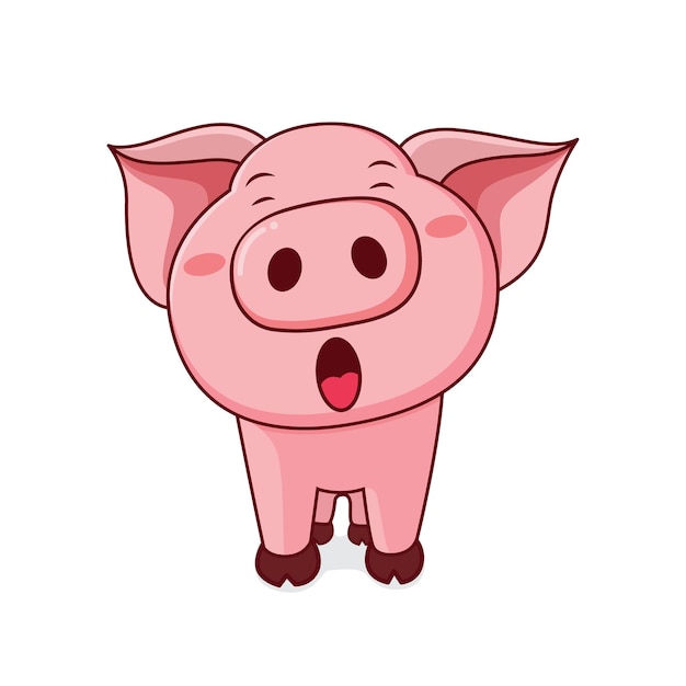 Estilo de dibujos animados de cerdo lindo vector