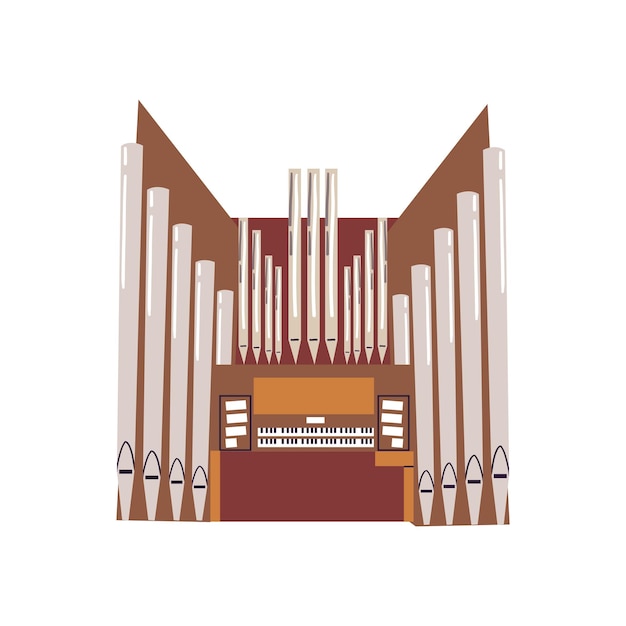 Estilo de dibujos animados de clipart de órgano de pipa Ilustración vectorial plana de órgano eclesiástico de madera sencillo y lindo