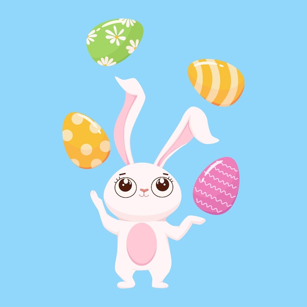 Estilo de dibujos animados de conejito de pascua de vector