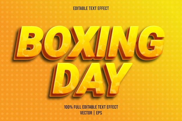 Estilo de dibujos animados de efecto de texto editable de boxing day