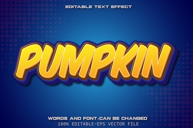Estilo de dibujos animados de efecto de texto editable de calabaza