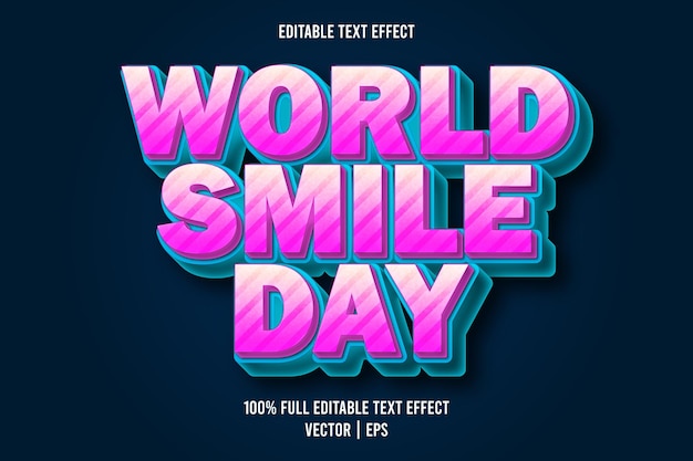 Estilo de dibujos animados de efecto de texto editable del día mundial de la sonrisa