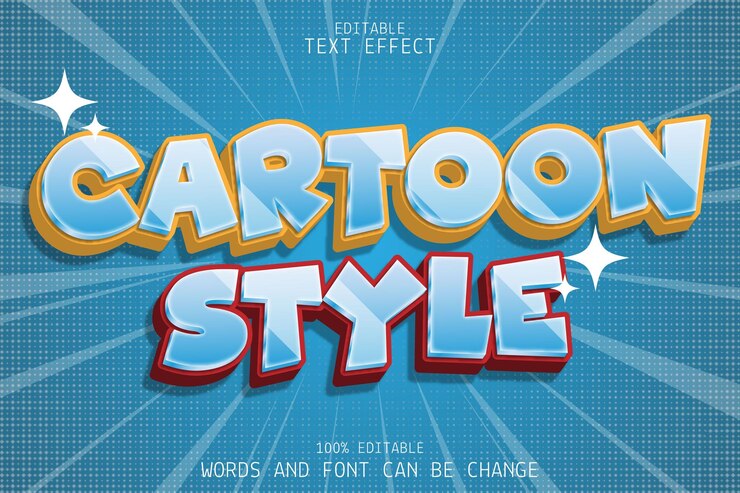 Vector estilo de dibujos animados efecto de texto editable estampado estilo de dibujo animado