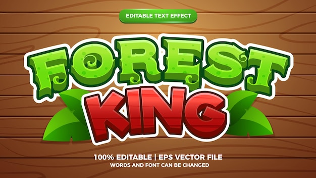 Estilo de dibujos animados de efecto de texto editable de Forest King