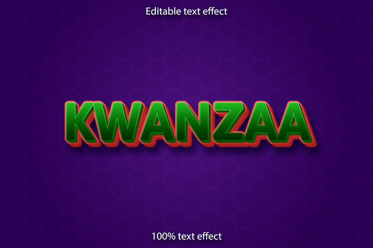 Vector estilo de dibujos animados de efecto de texto editable de kwanzaa