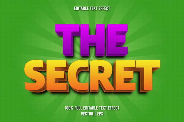 El estilo de dibujos animados de efecto de texto editable secreto