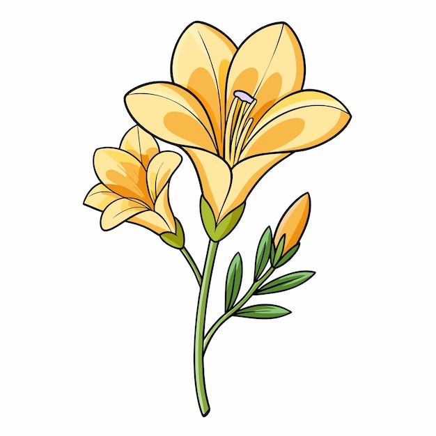 Estilo de dibujos animados de la flor de Freesia Icono de clipart vectorial Ilustración