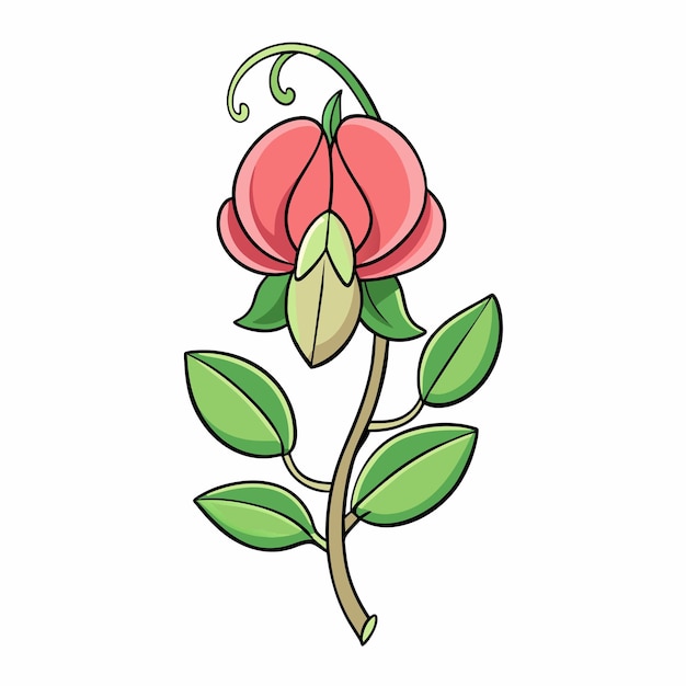 Estilo de dibujos animados de la flor de guisante dulce Icon Vector clipart Ilustración
