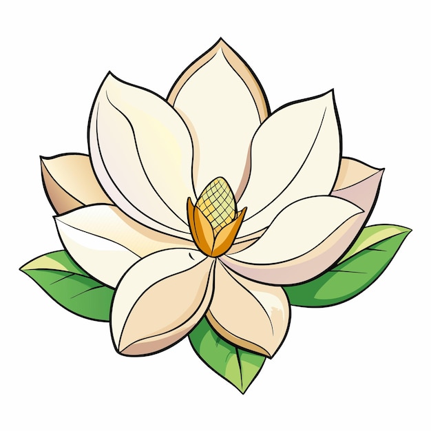 Estilo de dibujos animados de la flor de magnolia Icon Vector clipart Ilustración