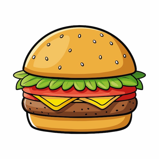 Estilo de dibujos animados de hamburguesa Icon Vector clip art Ilustración