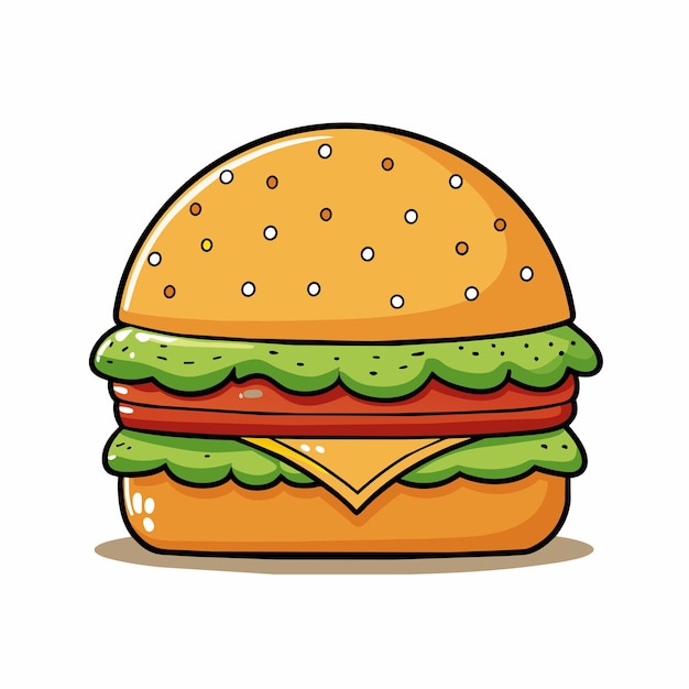 Estilo de dibujos animados de hamburguesa Icon Vector clip art Ilustración