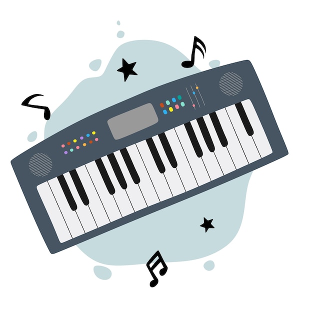 Estilo de dibujos animados de imágenes prediseñadas de instrumento de teclado musical