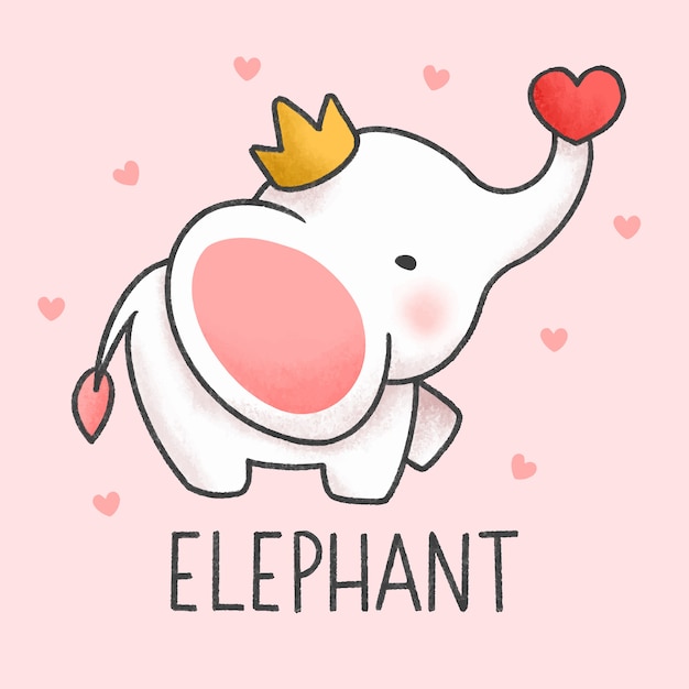 Estilo de dibujos animados lindo elefante dibujado a mano