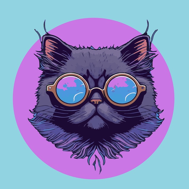 Estilo de dibujos animados de mascota de ilustración de logotipo de vector de gato