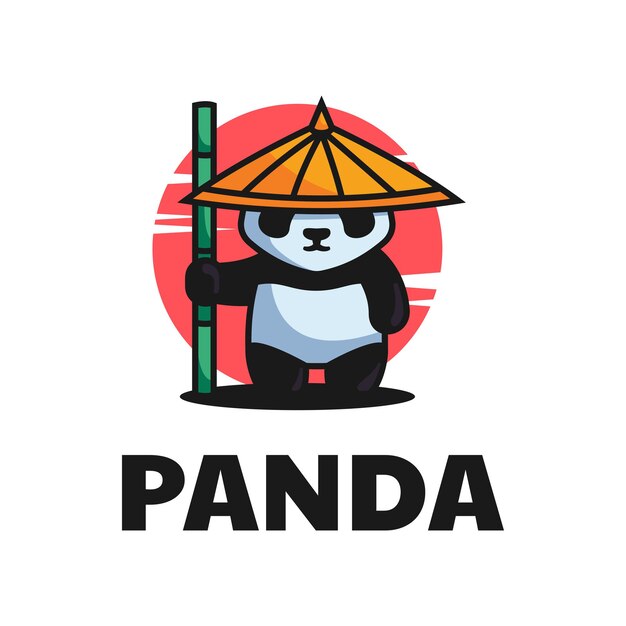 Estilo de dibujos animados de la mascota de la panda de la ilustración del logotipo.