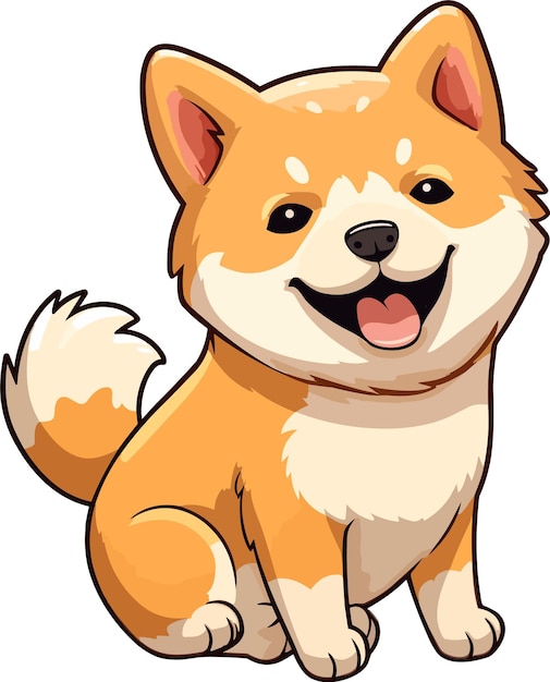 estilo de dibujos animados de perro shiba inu de ilustración vectorial