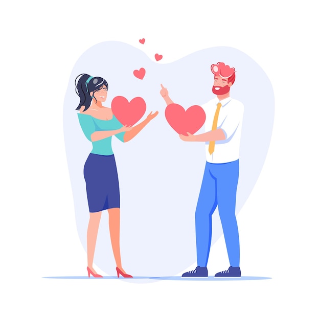 Estilo de dibujos animados planos de amantes disfrutando de tiempo de calidad juntos.