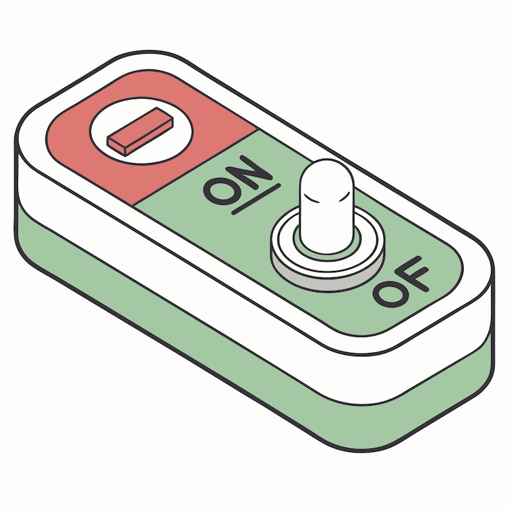 Vector estilo de dibujos animados retro con interruptor de encendido y apagado