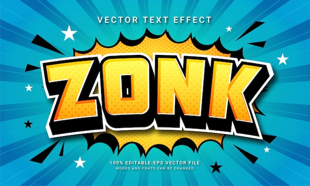 Estilo de dibujos animados con temática de efecto de estilo de texto 3D de Zonk