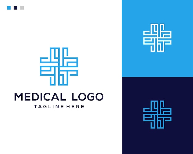 Estilo de diseño de logotipo de arte de línea médica