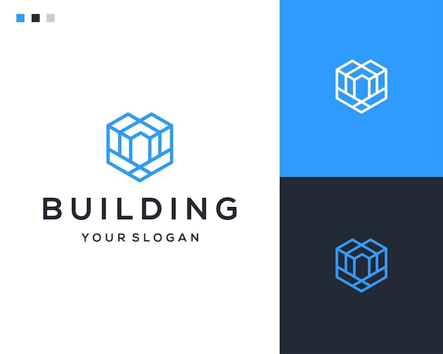 Estilo de diseño de logotipo de construcción de arte lineal