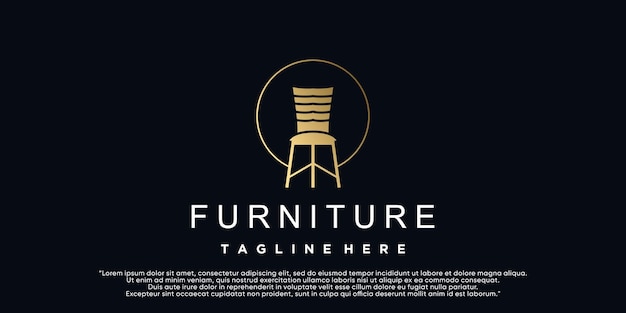 Estilo de diseño de logotipo de icono de muebles minimalistas Vector Premium